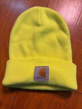 Carhartt Neon Yellow Knit Beanie with Logo Patch